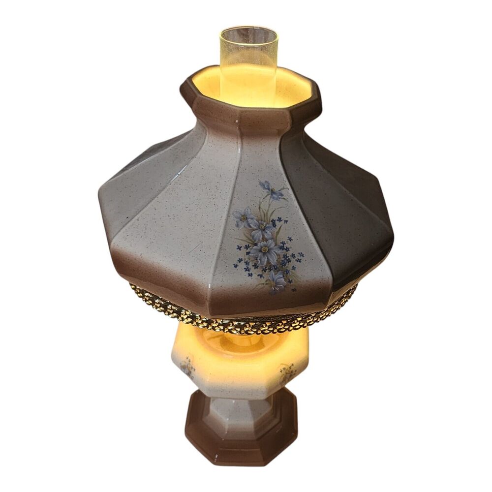 GWTW 70s 8 sided Lamp Octagon with flowers Marked January